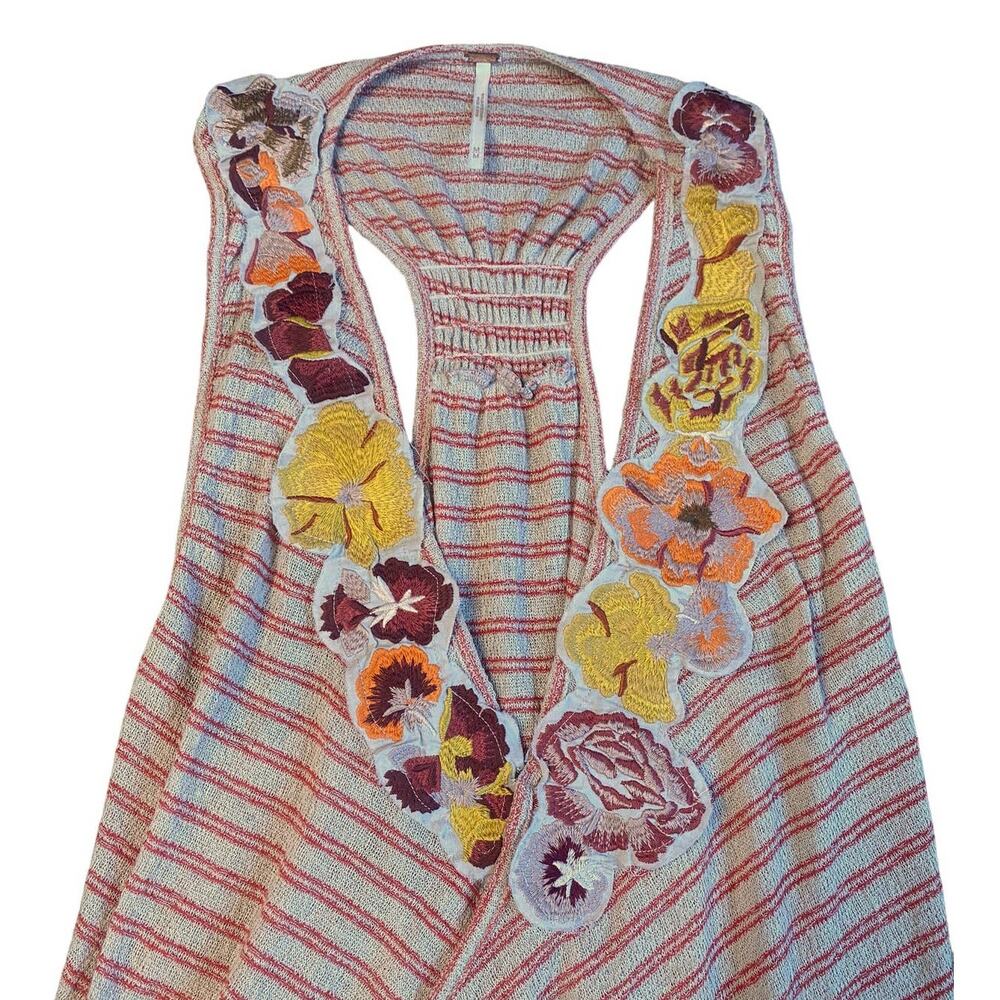 Free People Frida Neutral Embroidered Floral Faux Wrap Tank Medium - Picture 4 of 8